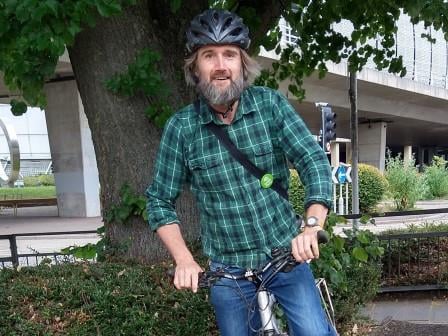 Councillor Doug Cresswell cycling