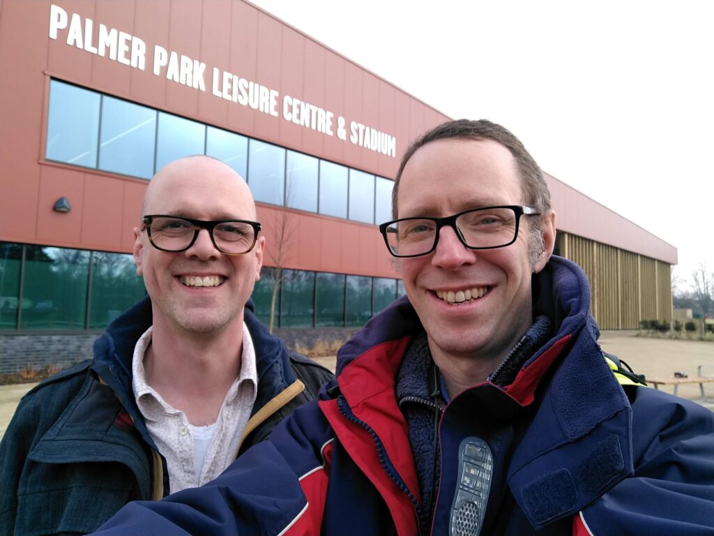 Councillors Rob White and Josh Williams at campaigning.